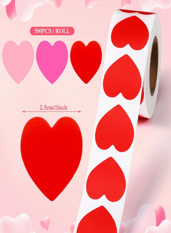 Chivertion 3 Roll 1500 Pcs Valentine's Day Stickers 1'' Heart Shaped Sticker Valentine's Day Love Decorations for Envelope Wedding Anniversaries(Red, Pink, Light Pink) - Image 2